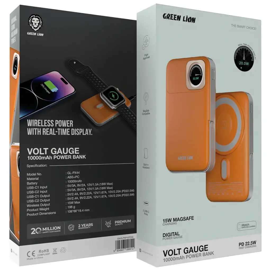 Green Lion Volt Gauge 10000mAh Power Bank - Orange5