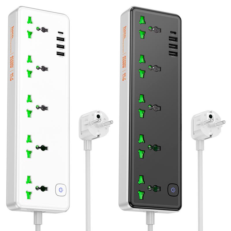 hoco-ac13a-talento-5-sockets-1c3a-power-strip-eu-colors