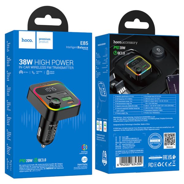 hoco-e85-tiger-pd20w-qc3-car-bt-fm-transmitter-packaging