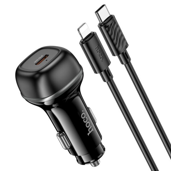 hoco-z58-rank-single-port-pd30w-car-charger-set-usbc-ltn-connectors