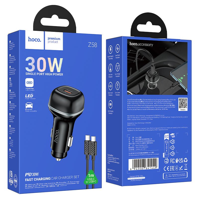 hoco-z58-rank-single-port-pd30w-car-charger-set-usbc-usbc-packaging